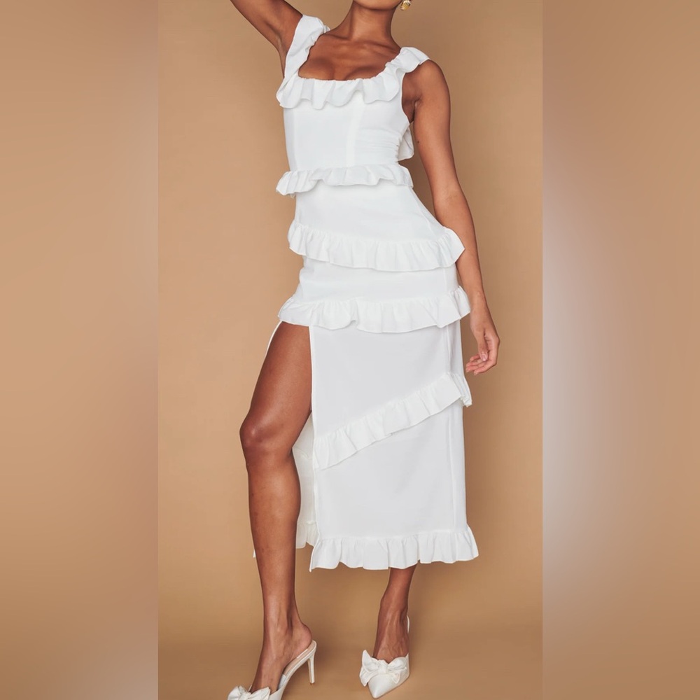 Show Me Your MuMu Ivory Ruffle High Low Dress
